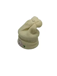 Herbal Aid Very Soft Comfortable Stylish Winter Cap for New Born Babies Cap Soft Fur Inside Off White-01-thumb1