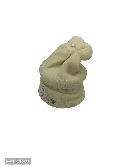 Herbal Aid Very Soft Comfortable Stylish Winter Cap for New Born Babies Cap Soft Fur Inside Off White-01-thumb2