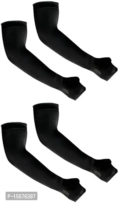 BUYRA BLACK ARM SLEEVES FOR UNISEX .FREE SIZE .LETS SLIM PACK OF 2
