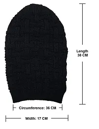 Hind Home Knitted Slouchy Black Color Beanie Cap for Men  Women-thumb1