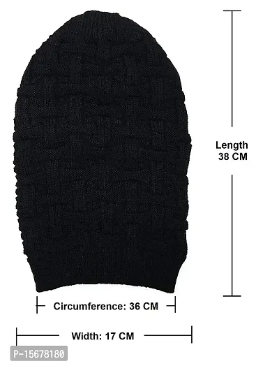 Hind Home Knitted Slouchy Black Color Beanie Cap for Men  Women-thumb2