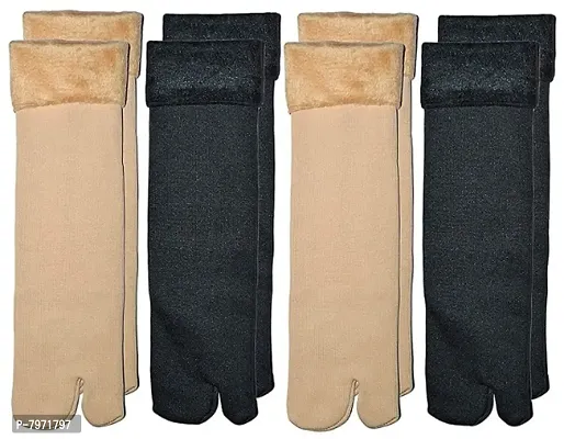 Herbal Aid Reusable Washable Thermal socks pack of-4 black, skin-thumb0