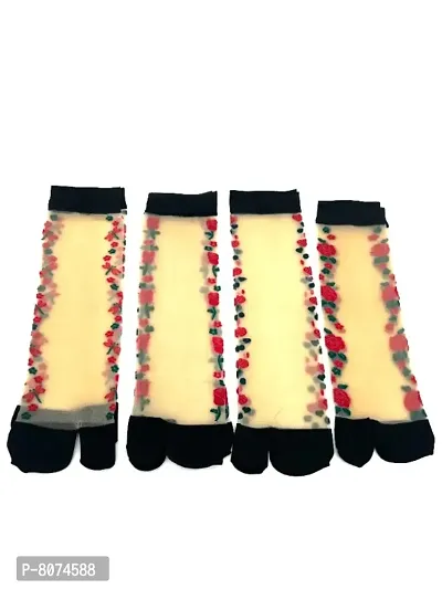 Herbal Aid transparent floral socks for women pack of-4_-thumb0
