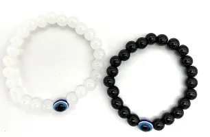 Evil Eye Unisex  Stone Bracelets Combo Black Red White Free Size - Pack of 4-thumb1