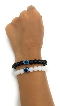 Evil Eye Unisex  Stone Bracelets Combo Black Red White Free Size - Pack of 4-thumb2