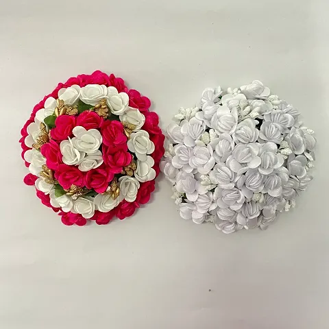 Elegant Satin Flower Embellished Bun For Girl And Women