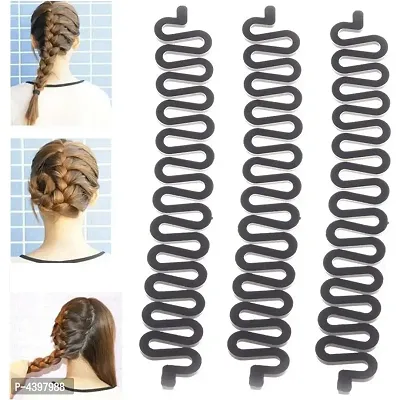 3Pcs Fashion French Hair Styling Clip Stick Bun Maker Braid Tool Hair Accessories Twist Plait Hair Braiding Tool (Black)-thumb0