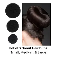 Set Of 4 Hair Accessories Set (3 Banana Fuff Bumpit + 1 Donut Ban Maker) For Girls And Women's (Black)-thumb2