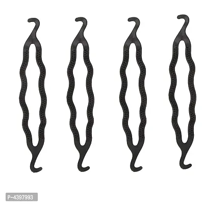 Pack Of 4, Styling Clip Bun Maker Braid Tool Bun (Black) Hair Accessory Set For Women And Girls
