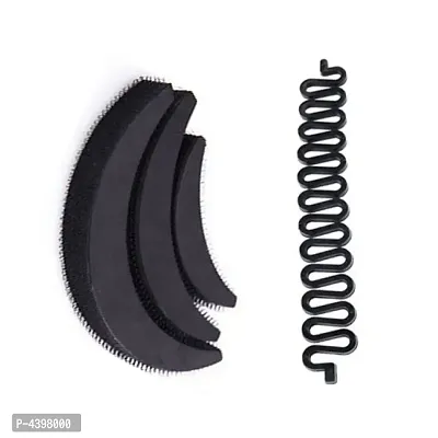 Combo Of Banana Puff Maker And Braid Tool Hair Accessory Set (Black)