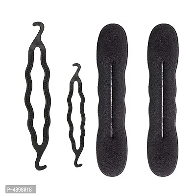 Pack Of 2 Medium Or Small Size Styling Clip Bun Maker (Black) With 2  Maker Hair Accessories For Girls/ Women