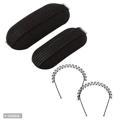 Pack Of  Hair Puff Maker (Bun Clips) Set Of 2 With Zig Zag Hair Band 2  For Women/ Girls
