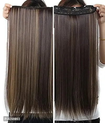 Straight Full Head Synthetic Fibre Clip In Hair Extensions 5 Clips Based 26Inch - For Women And Girls - Feel Like Real Hairs - Premium Quality-thumb0