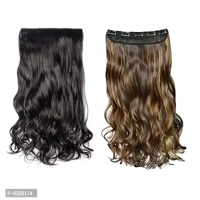 Best Quality 26Inches Curly Hair Extension Black & Golden Hilighted-thumb0
