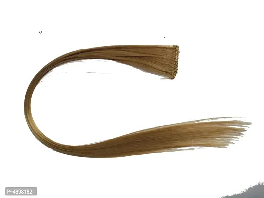Hair Straight Strips Extensions For Women And Girls, Coloured Hair Extensions For Women, Brown, Pack Of 1-thumb0