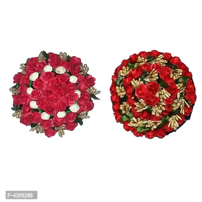 Multi-coloured Golden Beads Flower Stylish Artificial Hair Gajra Accessories For Women And Girls (Pack Of 2)
