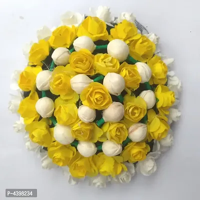 Beautiful Hair Accessories Flower Gajra Bun Maker, Yellow,  Pack Of 1-thumb0