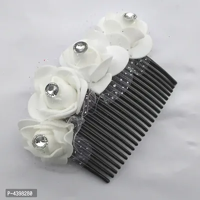 White Rose Flower Gajra Juda Comb Pin Clip For Bridal Wedding| Women Or Girl Floral Clip | Hair Accessories