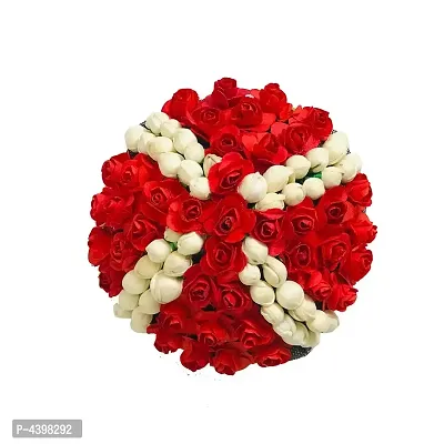 Fashion Red And White Juda Maker Flower Gajra  Hair Bun Juda For Women For Wedding
