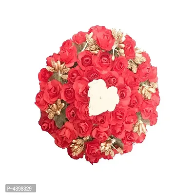 Artificial Flower Bun Juda Maker Flower Gajra Hair Accessories For Women And Girls Red  White Color (Pack-01)