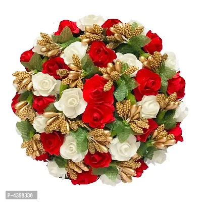 Flower Bun Juda Maker Flower Gajra Hair Accessories For Women And Girls Pack-01(Color-White  Red)