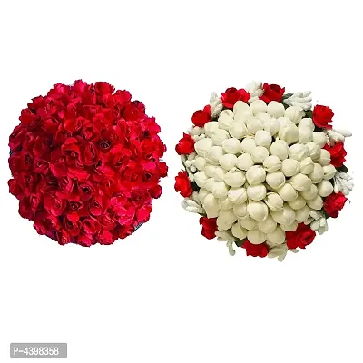 Artificial Flower Bun Juda Maker Flower Gajra Hair Accessories For Women And Girls Multi Color (Pack-02)-thumb0