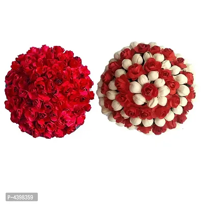 Artificial Flower Bun Juda Maker Flower Gajra Hair Accessories For Women And Girls Multi Color (Pack-02)