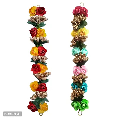 Set Of 2 Fancy Red Fabric Hair Artificial Flower Gajra, Flower Juda/Gajra | Juda Band Hair Accessories For Women  Girls