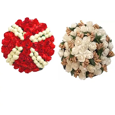 Combo Of 2 Fashionable Hair Flower Juda Bun For Women