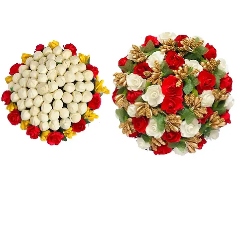 Hair Bun Gajra Flower Artificial Hair Bun Juda Hair Mogra Gajra Hair Accessories for Women in Pack of 2