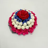 Elegant Multicoloured Satin Flower Embellished Bun For Girl And Women-thumb1