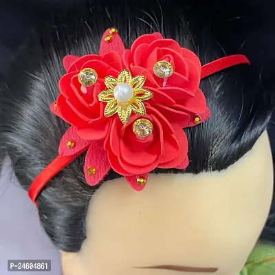 Elegant Red Foam Flower Embellished Hair Band For Girl And Women