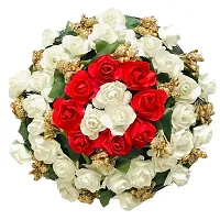 Elegant Multicoloured Satin Flower Embellished Bun For Girl And Women-thumb1