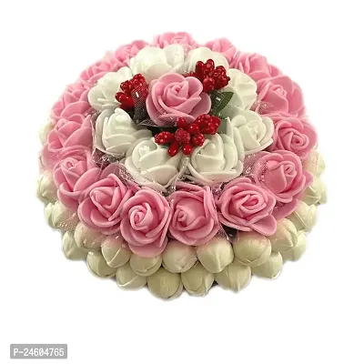 Elegant Pink Foam Flower Embellished Bun For Girl And Women-thumb2