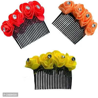 Elegant Multicoloured Velvet Embellished Comb Clip For Girl And Women