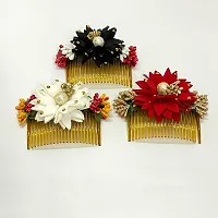 Elegant Multicoloured Artificial Flower Embellished Comb Clip For Girl And Women-thumb1