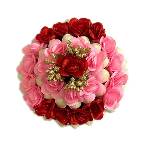 Elegant Satin Flower Embellished Bun For Girl And Women