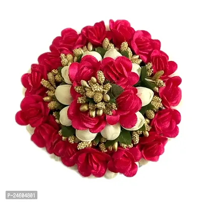 Elegant Multicoloured Satin Flower Embellished Bun For Girl And Women