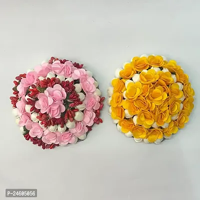 Elegant Multicoloured Satin Flower Embellished Bun For Girl And Women