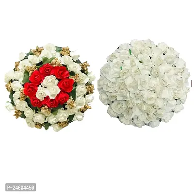 Elegant Multicoloured Satin Flower Embellished Bun For Girl And Women