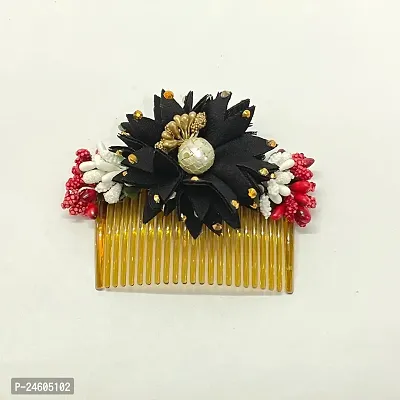 Elegant Multicoloured Artificial Flower Embellished Comb Clip For Girl And Women