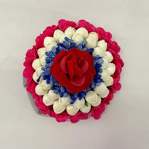 Elegant Satin Flower Embellished Bun For Girl And Women