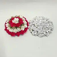 Elegant Multicoloured Satin Flower Embellished Bun For Girl And Women-thumb1