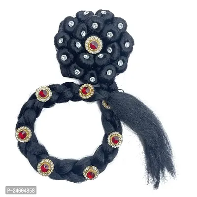 Elegant Black Synthatic Embellished Hair Extension For Girl And Women