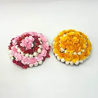 Elegant Multicoloured Satin Flower Embellished Bun For Girl And Women-thumb1