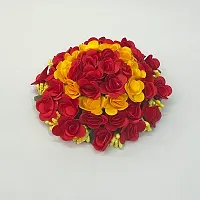 Elegant Multicoloured Satin Flower Embellished Bun For Girl And Women-thumb1