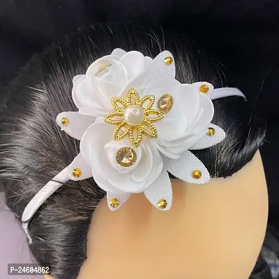Elegant White Foam Flower Embellished Hair Band For Girl And Women-thumb0