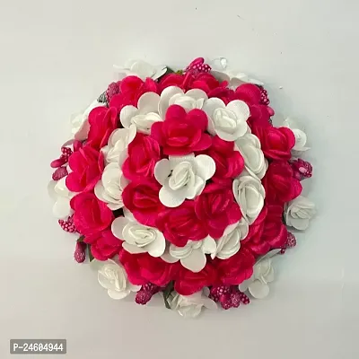 Elegant Multicoloured Satin Flower Embellished Bun For Girl And Women