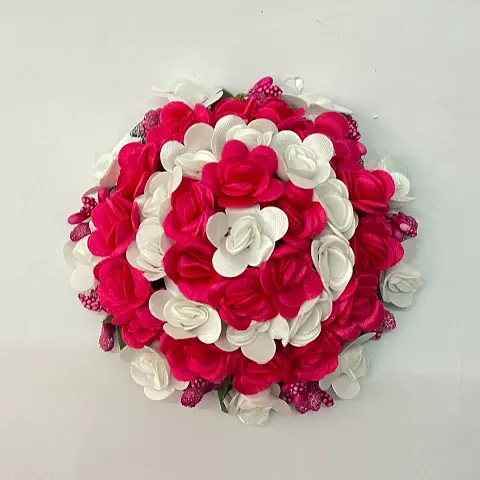 Elegant Satin Flower Embellished Bun For Girl And Women