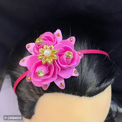 Elegant Pink Foam Flower Embellished Hair Band For Girl And Women